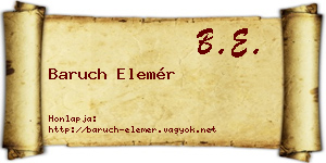 Baruch Elemér névjegykártya